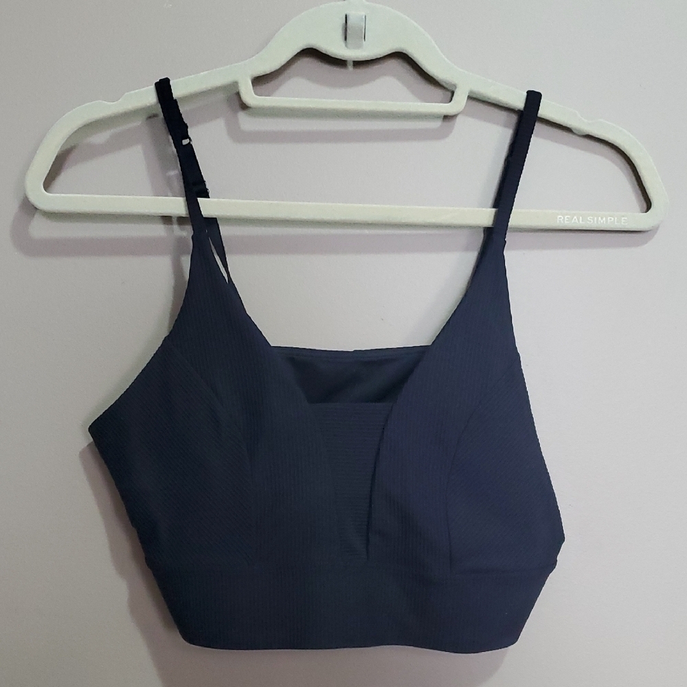 Old Navy Active Powersoft Black Ribbed Crop Top Size Large